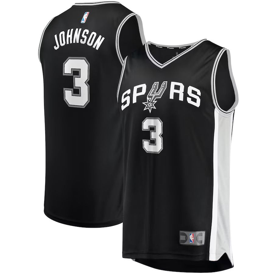 Men San Antonio Spurs 3 Keldon Johnson Fanatics Branded Black Fast Break Replica NBA Jersey